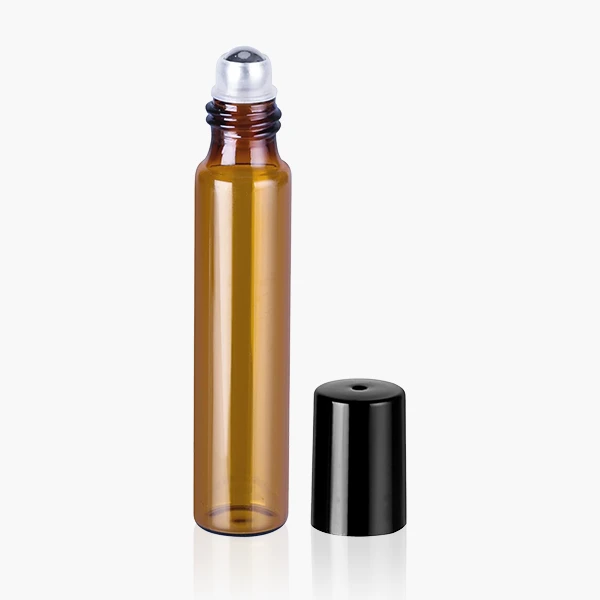 Roller bruin glas 10 ml met metalen roller en dop